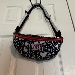 Brighton Black and White Heart Crossbody Bag